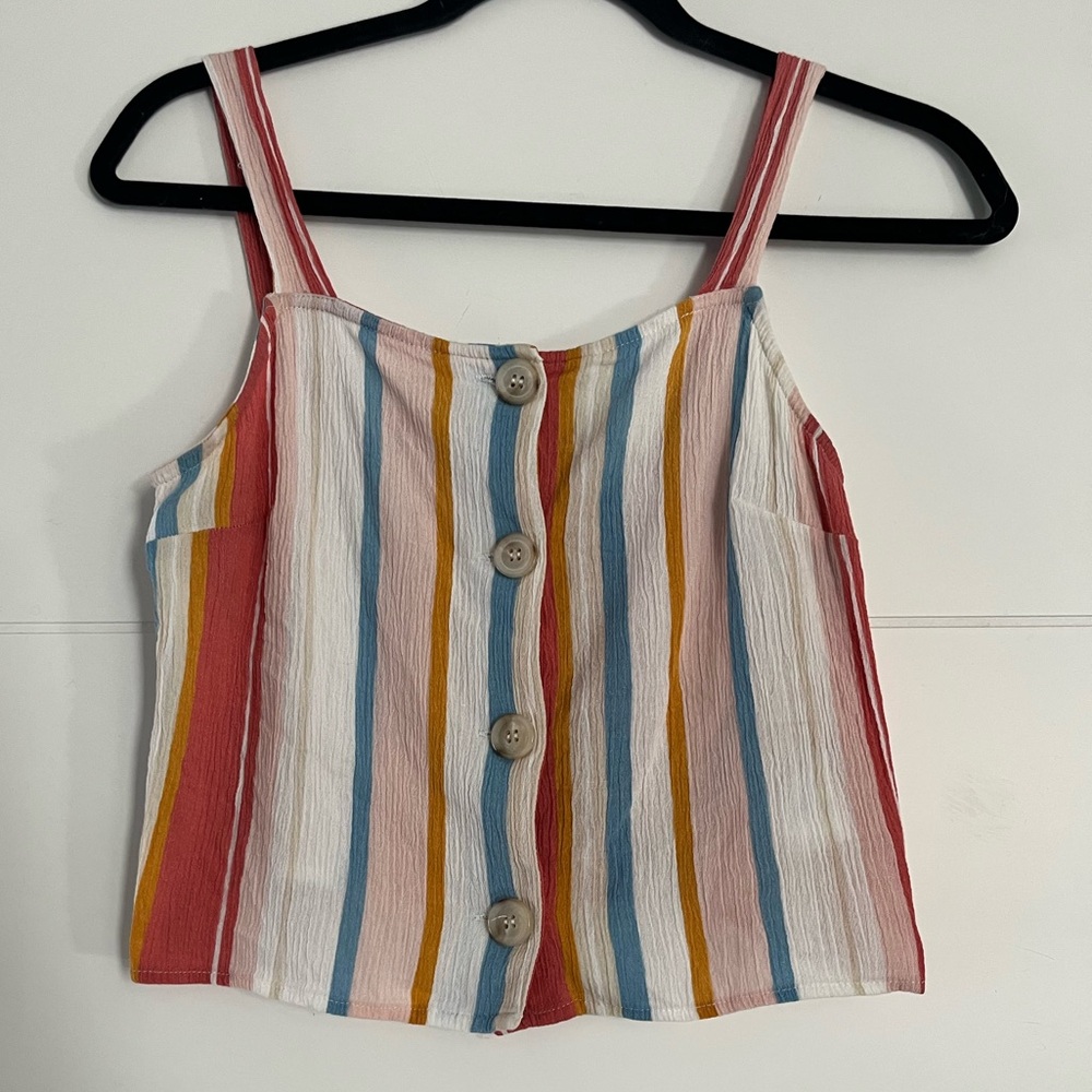 Sadie & Sage Striped Multicolor Button-Down Tank Top, Women's 100% Rayon, Small